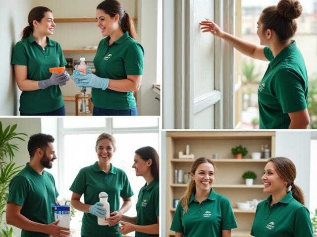 Collage of happy EcoShine Cleaning Ltd team members working