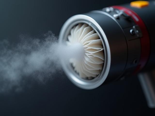 Close-up of a HEPA filter vacuum cleaner capturing dust particles.